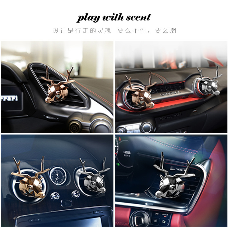 Buen viaje deer head salida de coche piezas de perfume decoraciones interiores personalidad creatividad marca de moda aromaterapia a bordo details Picture