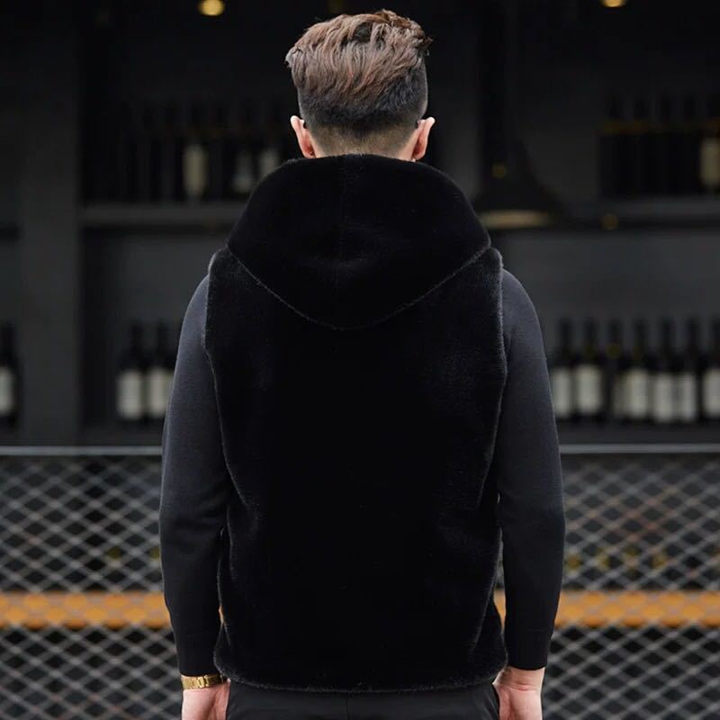 皮衣皮毛一体男韩版修身男士皮衣仿皮草外套休闲时尚男士皮夹克产品图