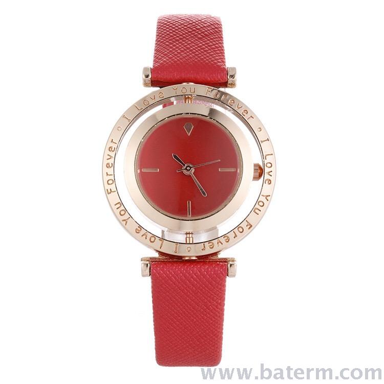 A popular fashion, creative, simple and rotatable leather strap ladies' watch on Douyin, an elegant quartz watch