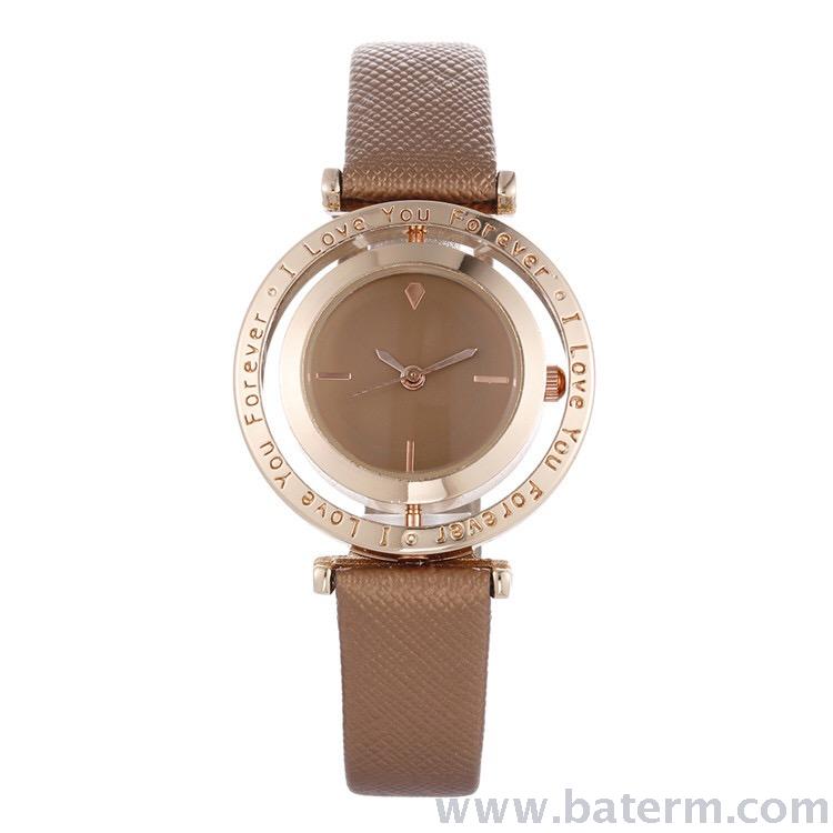A popular fashion, creative, simple and rotatable leather strap ladies' watch on Douyin, an elegant quartz watch Application Scenario