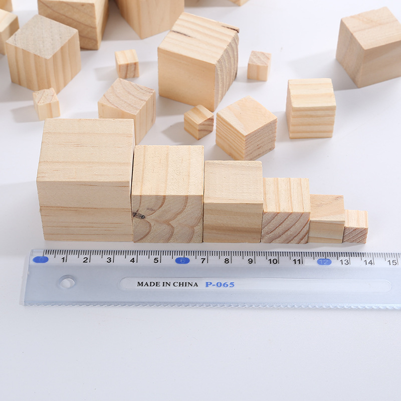 丛林小象松木实木方块DIY手工建筑模型材料配件，儿童早教积木装饰详情图1