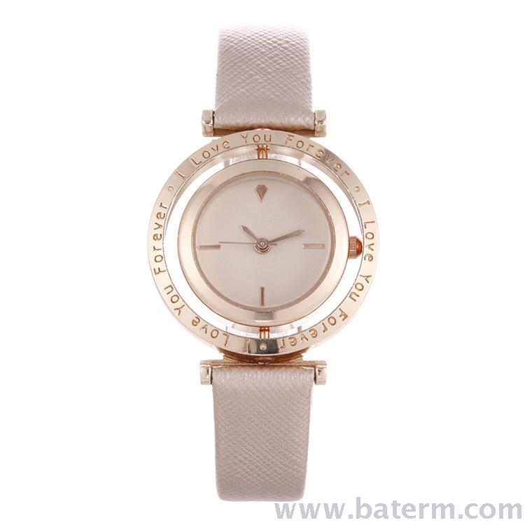 A popular fashion, creative, simple and rotatable leather strap ladies' watch on Douyin, an elegant quartz watch Specification image
