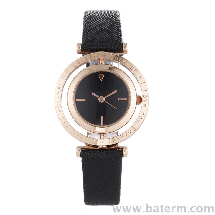 A popular fashion, creative, simple and rotatable leather strap ladies' watch on Douyin, an elegant quartz watch details Picture