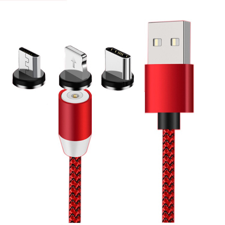 v8磁吸充电线创意磁吸360度旋转一拖三数据线