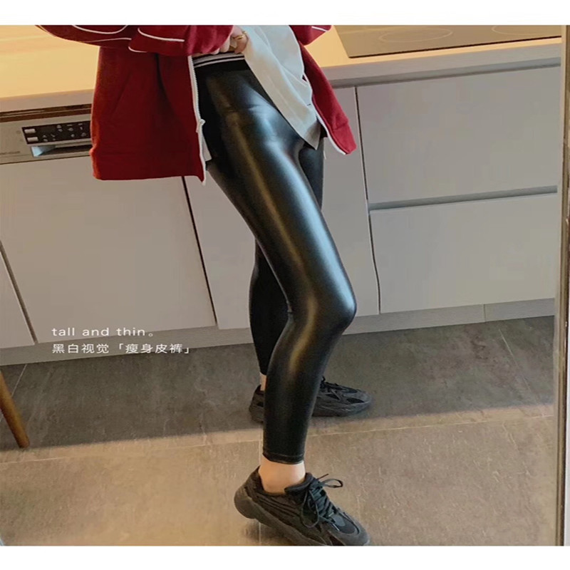 Autumn and winter D-style skinny pants, high-waisted, tight, elastic and fleece skinny pants for women to wear outside