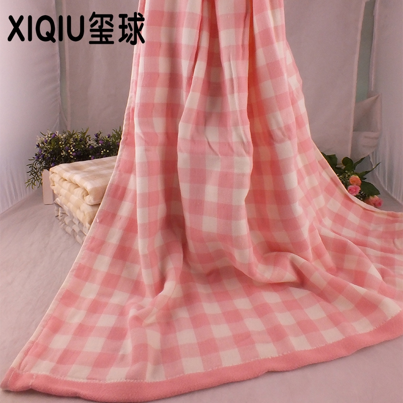 Pure cotton bath towel fashionable and generous check bath towel soft absorbent gauze bath towel thumbnail