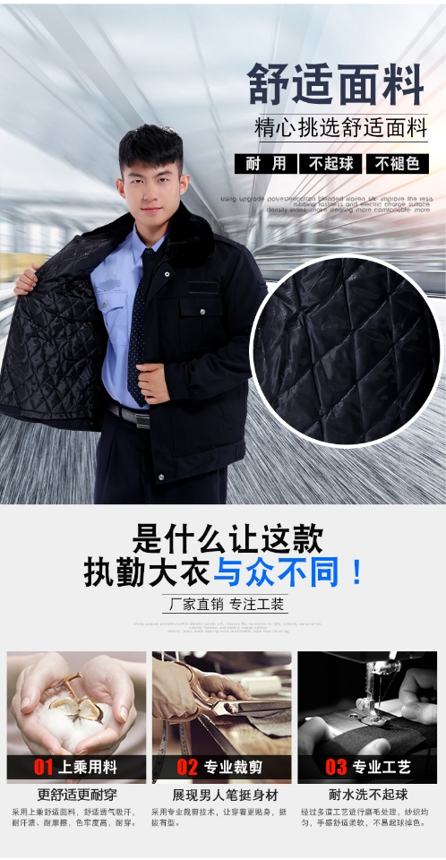 保安棉服男冬季加厚保安棉大衣冬装制服棉袄套装防寒服工作服棉衣产品图