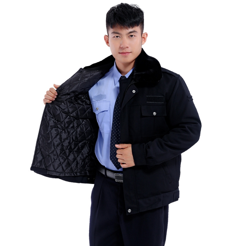 保安棉服男冬季加厚保安棉大衣冬装制服棉袄套装防寒服工作服棉衣细节图
