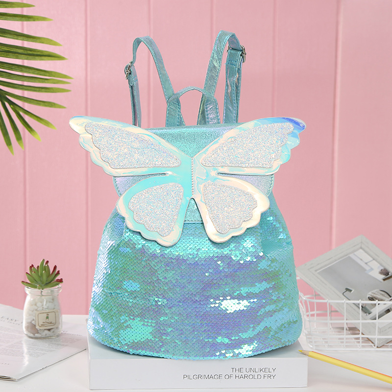 The new autumn backpacks are fashionable and versatile. They are butterfly wing cartoon sequined bags and schoolbags for both men and women details Picture