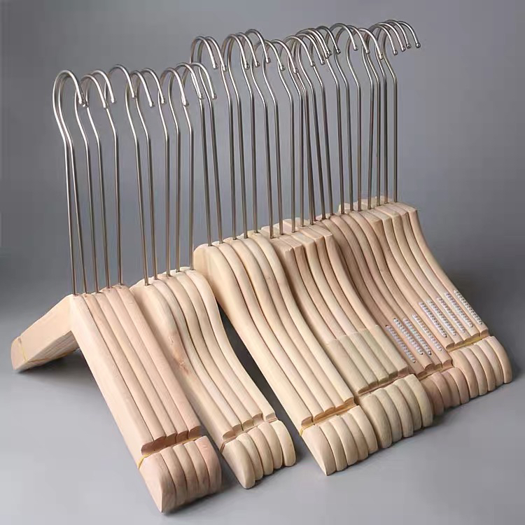 Solid wood unpainted clothing store hangers Household hangers can be customized logo thumbnail