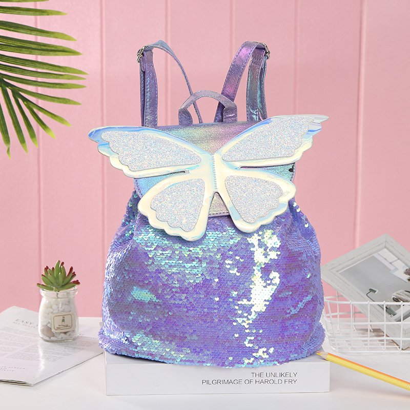 The new autumn backpacks are fashionable and versatile. They are butterfly wing cartoon sequined bags and schoolbags for both men and women Specification image
