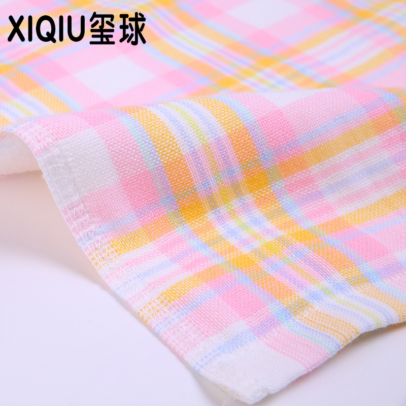 义乌好货纱布小方巾 纯棉格子方巾 洗脸小毛巾玺球毛巾白底实物图