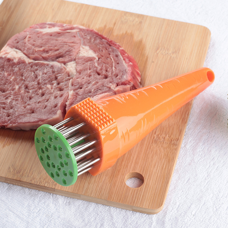 跨境贸易速卖通胡萝卜单用24针彩色ABS材质304不锈钢牛排针松肉器细节图