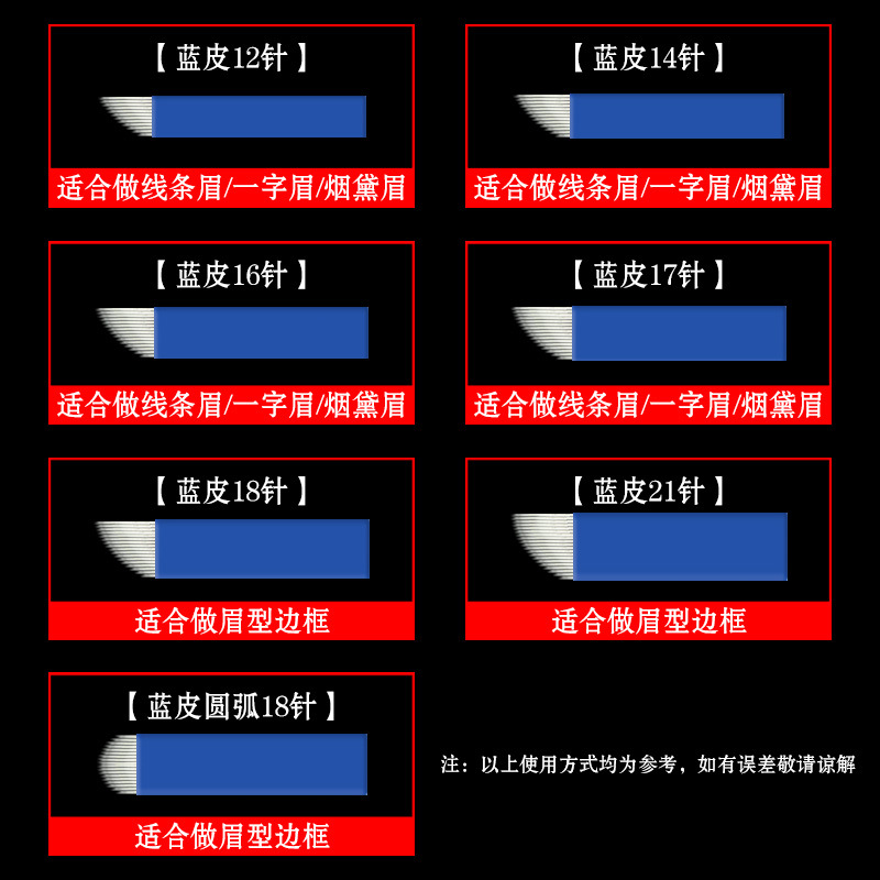 中国蓝皮针纹绣刀片韩式半永久漂眉雾眉手工线条12/14/16/17/18针产品图