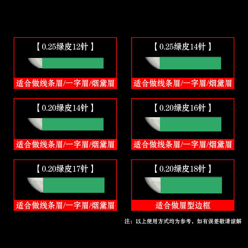 世纪绿纹绣针片 手工刀片绣眉飘眉针片 中国绿弹性针片 绿皮针片产品图