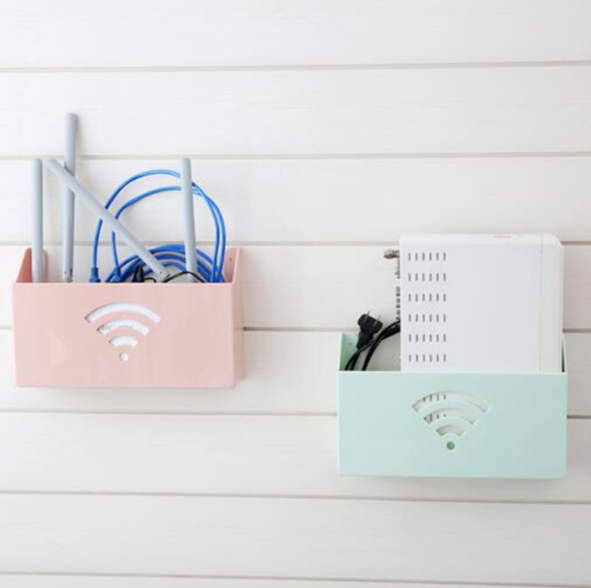 Wall-mounted router storage box, magazine storage rack, multi-functional miscellaneous storage rack, organization rack, storage rack Application Scenario