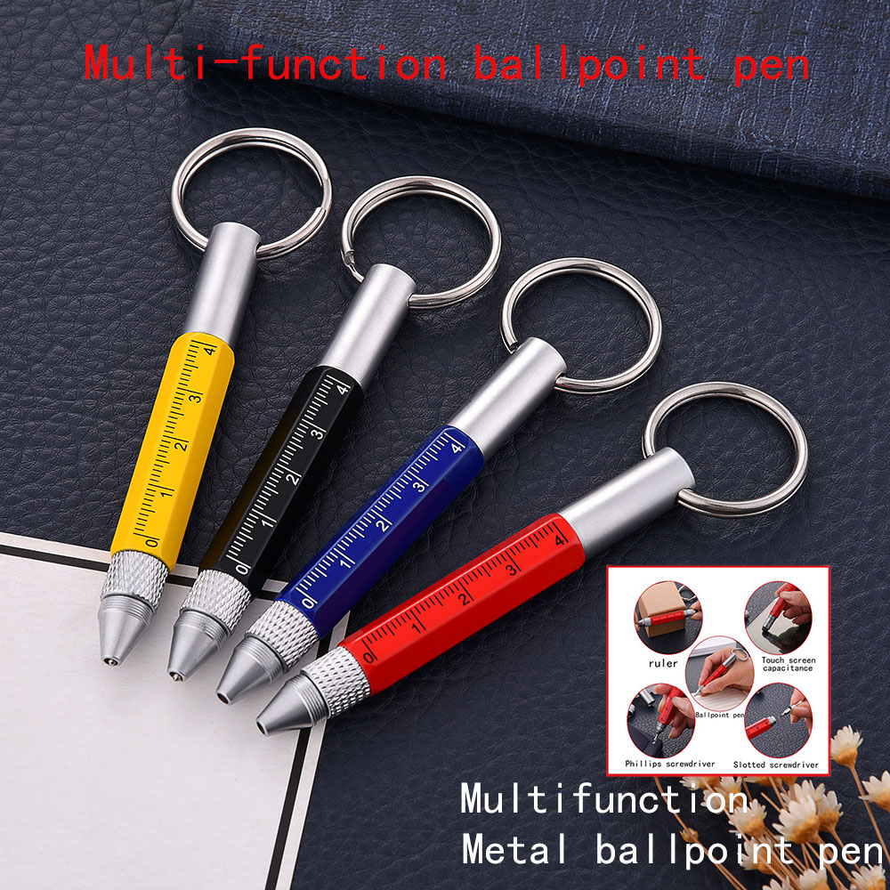 New 6-in-1 metal ballpoint pen gift Office gift Business keychain Ballpoint pen multi-functional pen