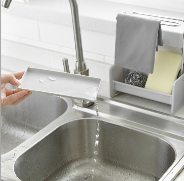 多功能可拆卸带沥水盘厨房不锈钢置物架沥水架抹布晾晒架细节图
