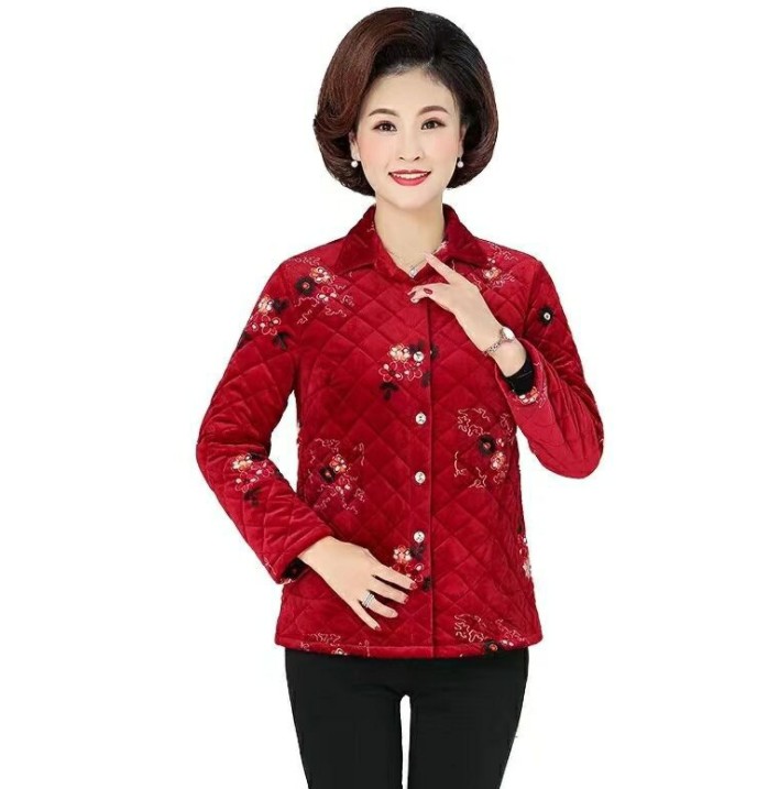 Women's clothing for the middle-aged and elderly, with fleece and thickened jackets, cotton-padded clothes, winter wear for middle-aged mothers, and home wear, cotton-padded jackets Item Picture