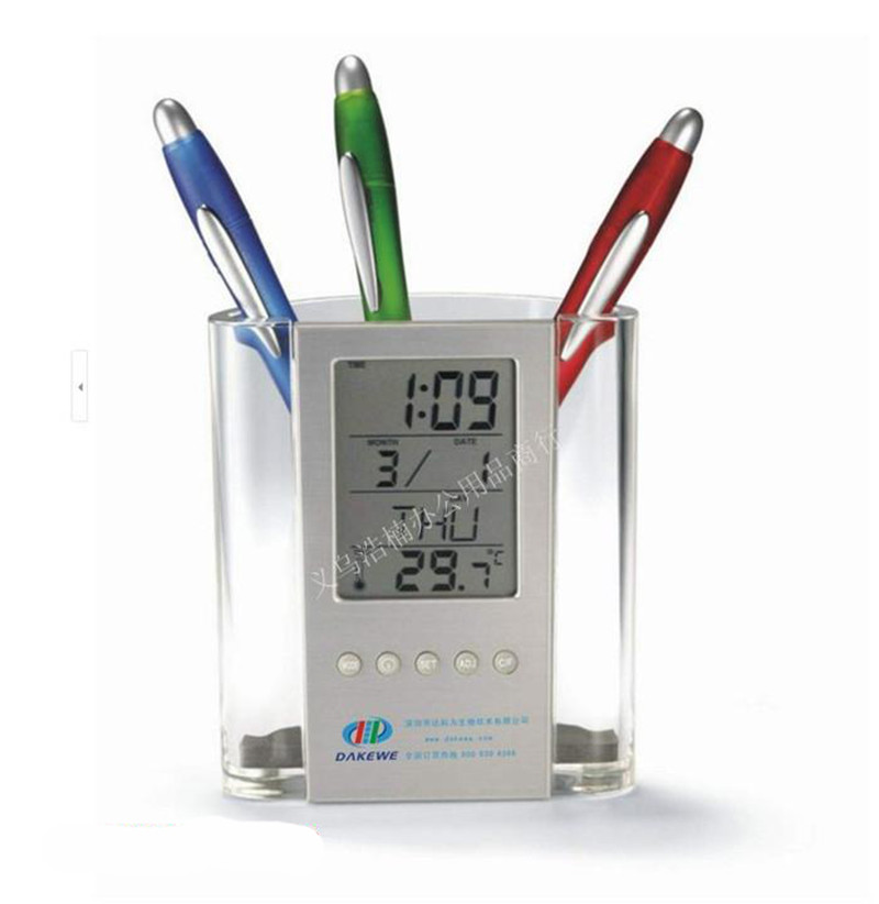 2012A透明笔筒电子钟细节图