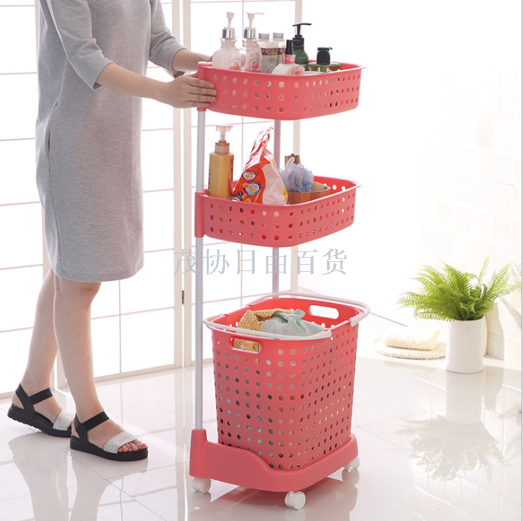 Plastic bathroom storage basket Dirty laundry basket Dirty laundry basket Hand-held plastic hollowed out laundry basket