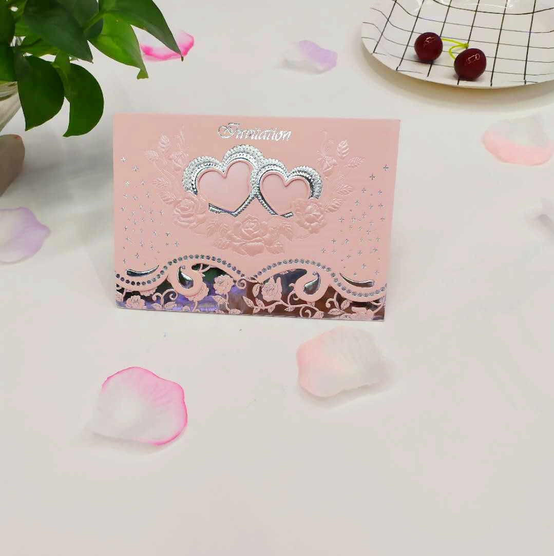 Romantic and elegant double heart classic style, high-end gold/silver embossed candy color, factory direct sales, personalized customization wholesale details Picture