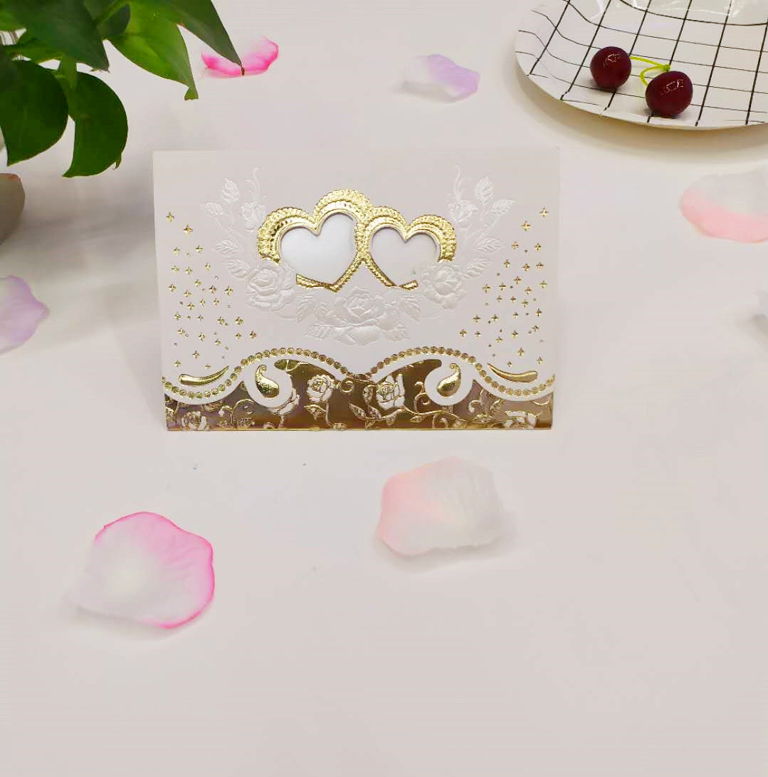 Romantic and elegant double heart classic style, high-end gold/silver embossed candy color, factory direct sales, personalized customization wholesale