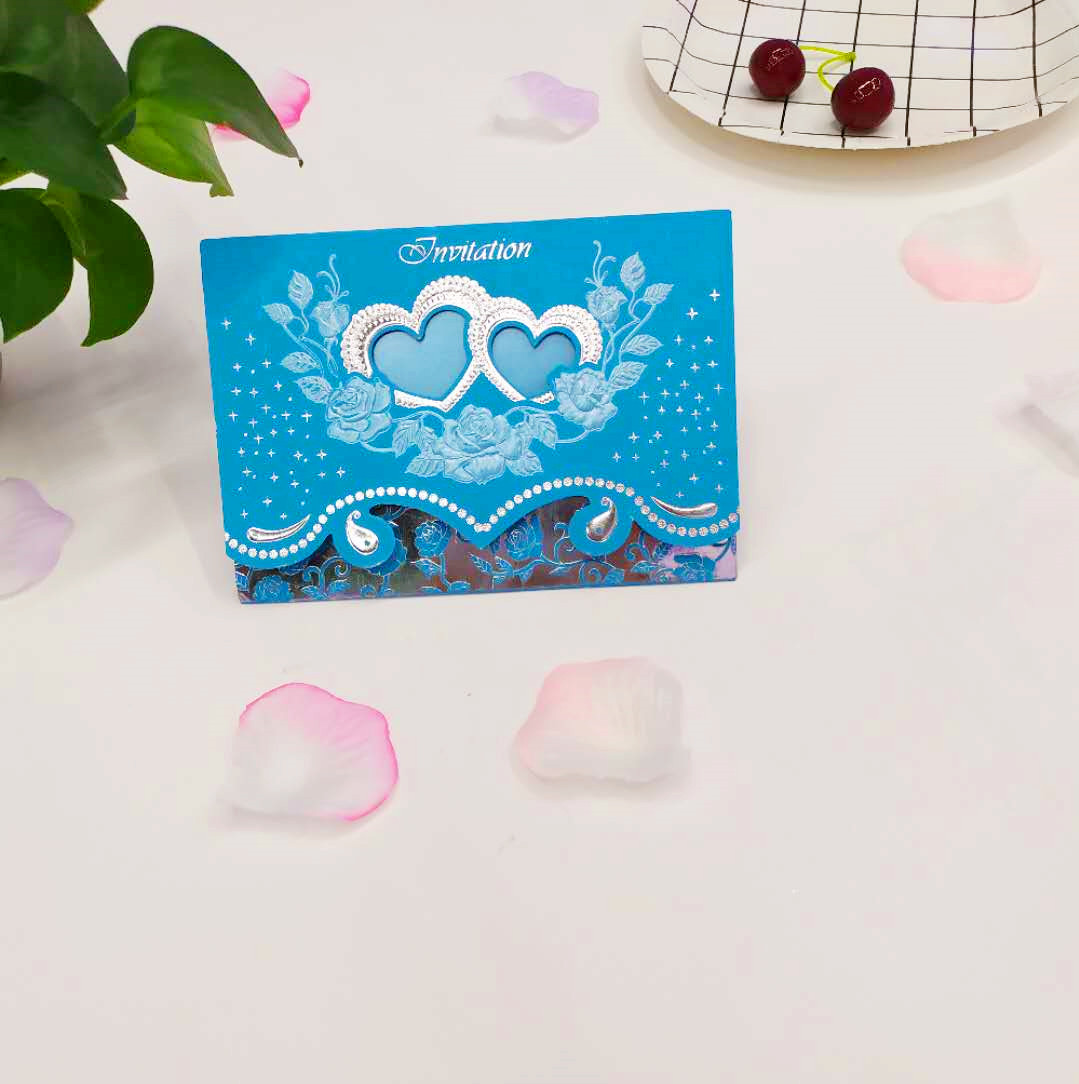 Romantic and elegant double heart classic style, high-end gold/silver embossed candy color, factory direct sales, personalized customization wholesale Specification image