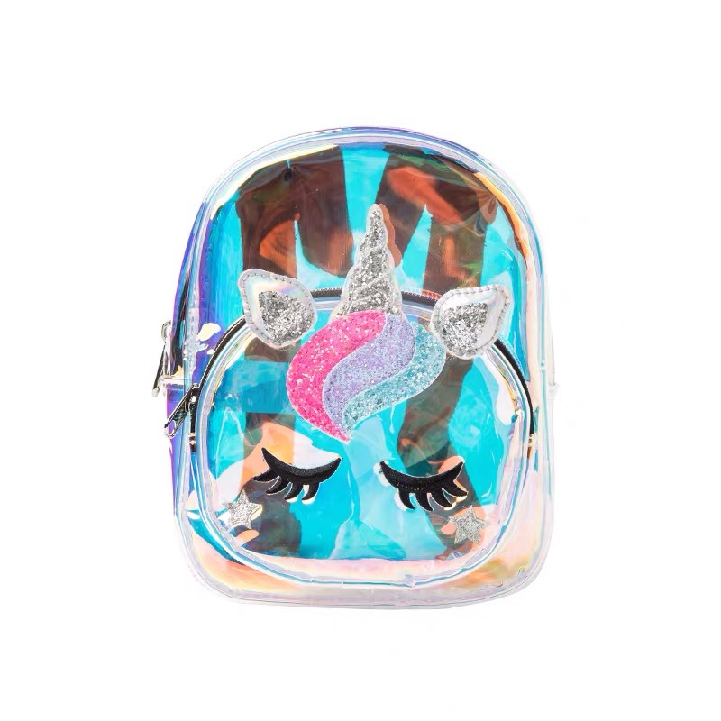 unicorn Trendy Candy, Colorful transparent Girls, Large Capacity, Cute children, waterproof PVC backpack