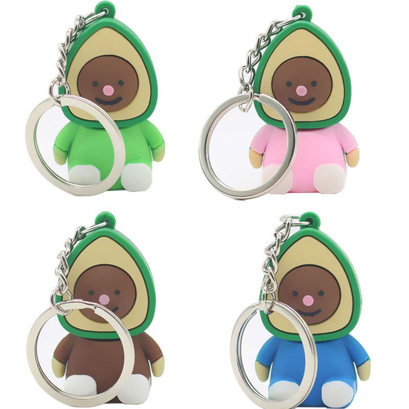 Set of Colorful Avocado Keychains