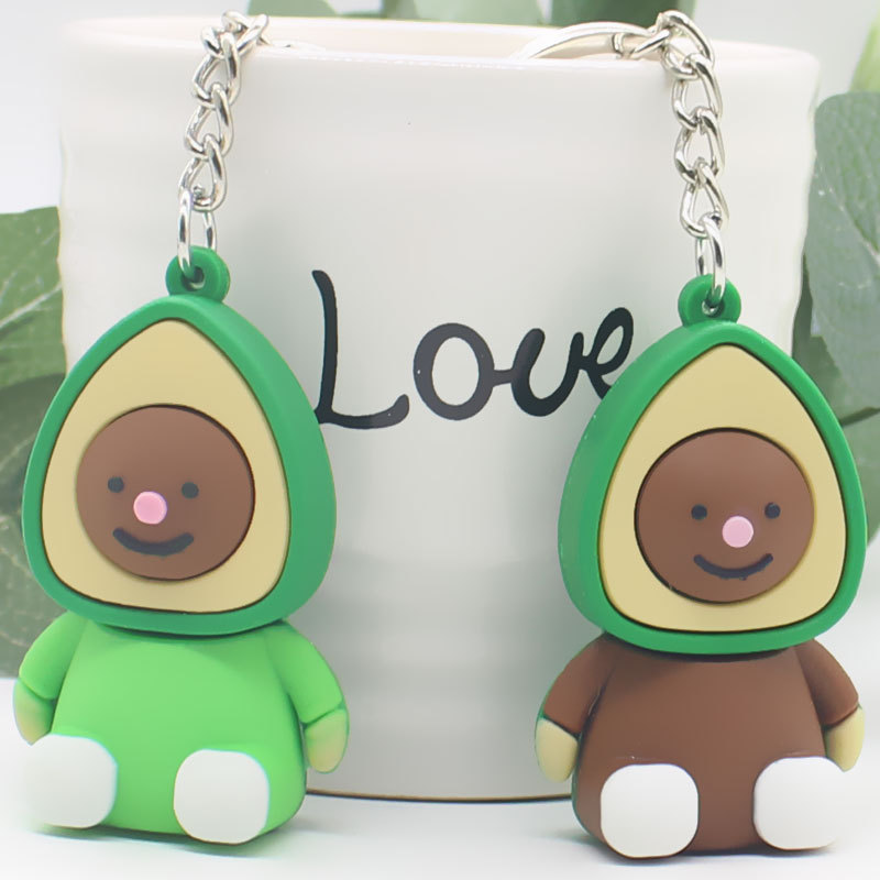 3D Avocado Keychain with Other Cartoon Charms