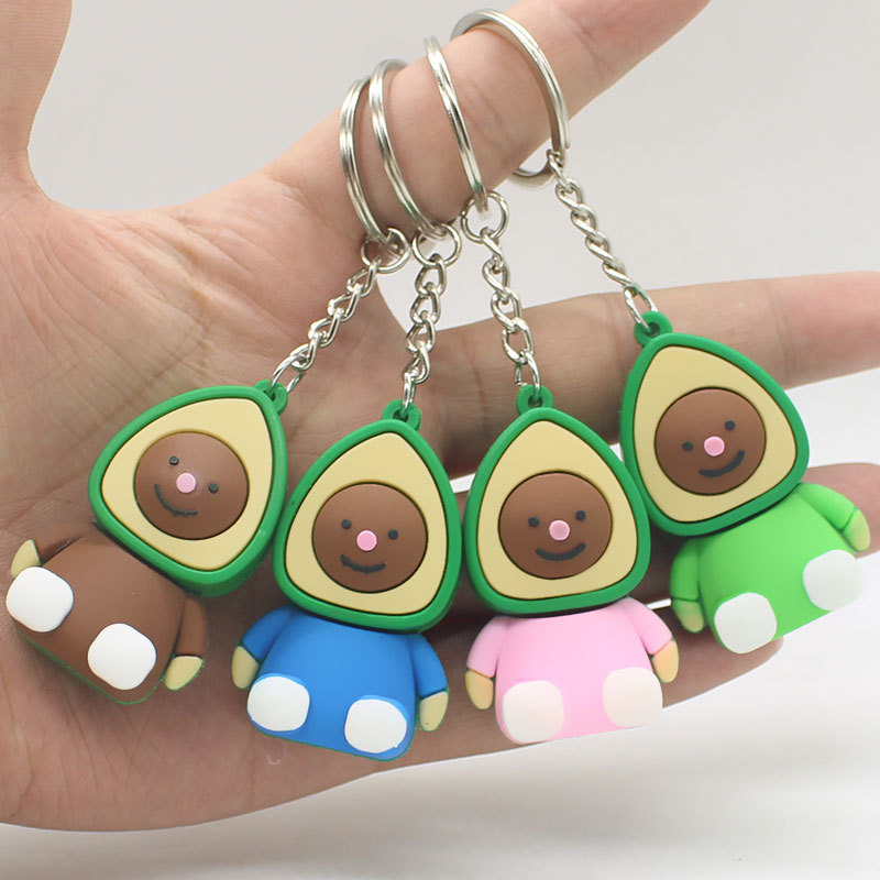 Cartoon Three-Dimensional Avocado Keychain Pendant Bag Avocado Pendant Car Pendant Doll Machine Supplies Wholesale