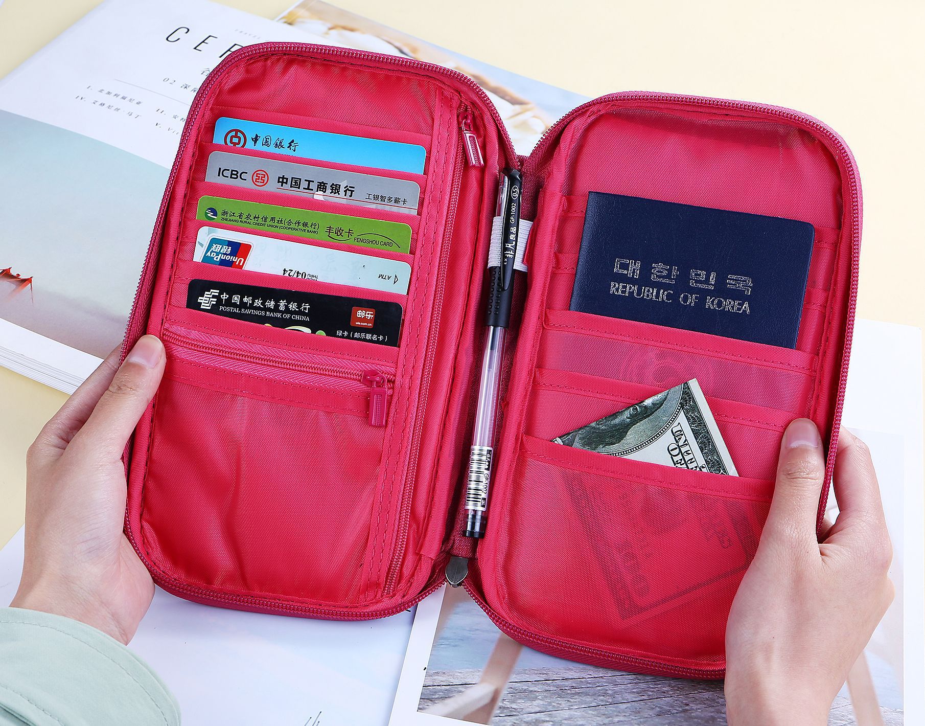 阳离子牛津布护照包 新款证件卡包旅行手拿便携零钱票夹卡片包产品图
