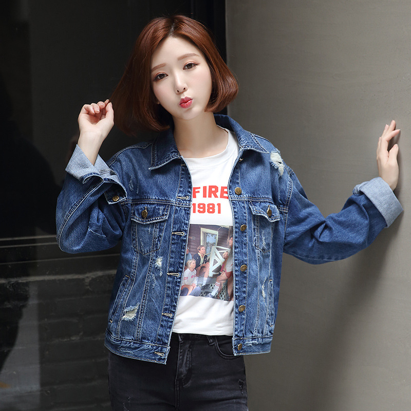 Yang Ying the same denim jacket 2019 new denim jacket women's loose everything with Korean version of the tide student Harajuku Specification drawing