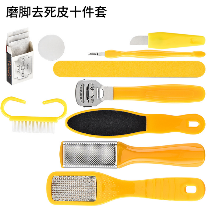 Ten-in-one foot planer, foot grinding stone, foot skin scrubbing and scraping tool, dead skin removal, pedicure tool, pedicure and planing knife set Item Picture