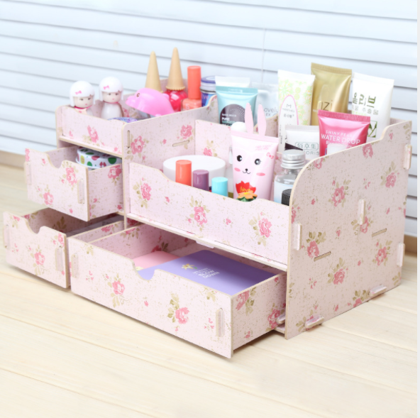 Wooden drawer makeup storage box Storage box Makeup storage box