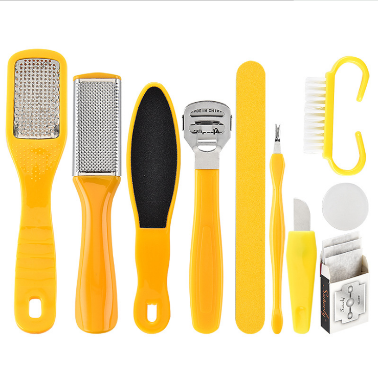 Ten-in-one foot planer, foot grinding stone, foot skin scrubbing and scraping tool, dead skin removal, pedicure tool, pedicure and planing knife set details Picture