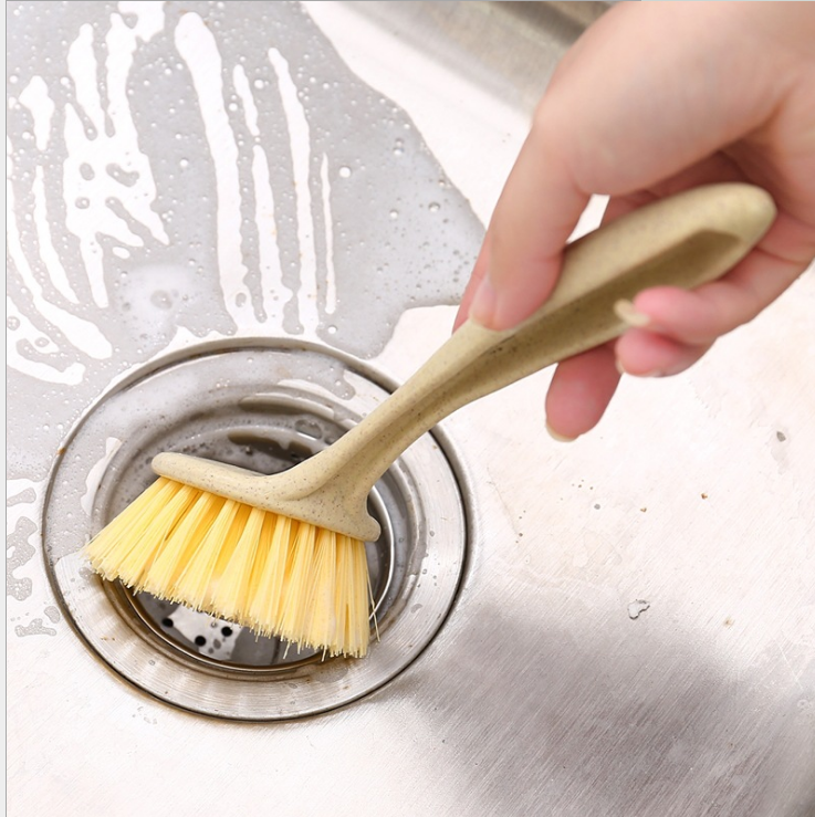 Wholesale of kitchen cleaning dishwashing brushes that can be hung, do not stick to oil, long-handled wheat straw pot washing tools details Picture