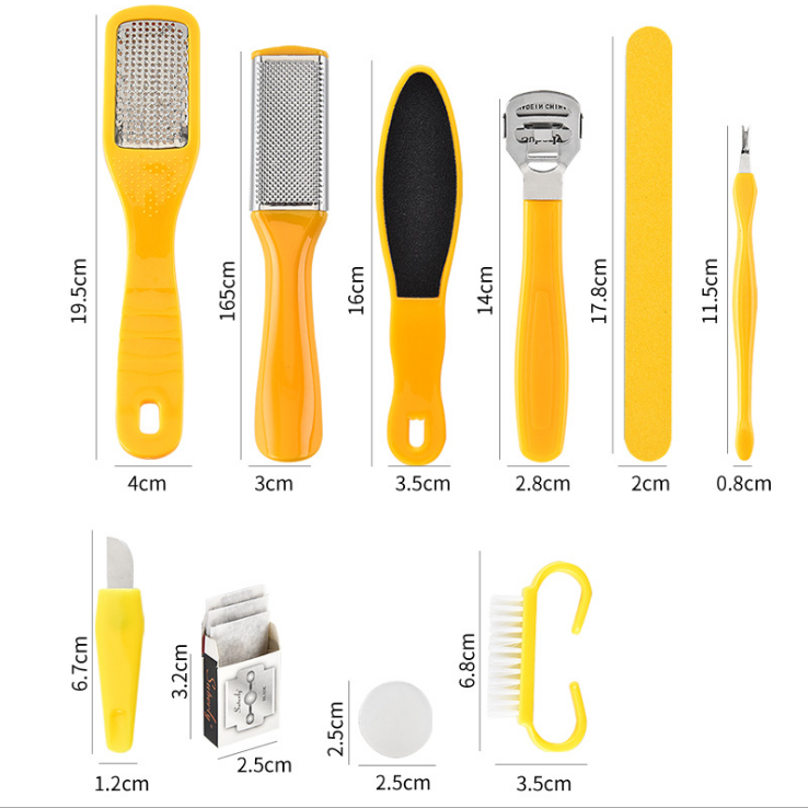 Ten-in-one foot planer, foot grinding stone, foot skin scrubbing and scraping tool, dead skin removal, pedicure tool, pedicure and planing knife set Specification image