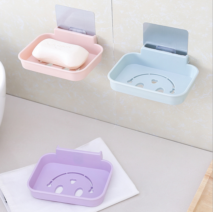 T创意无痕浴室壁挂式笑脸肥皂盒香皂沥水架挂式收纳盒创意香皂盒细节图
