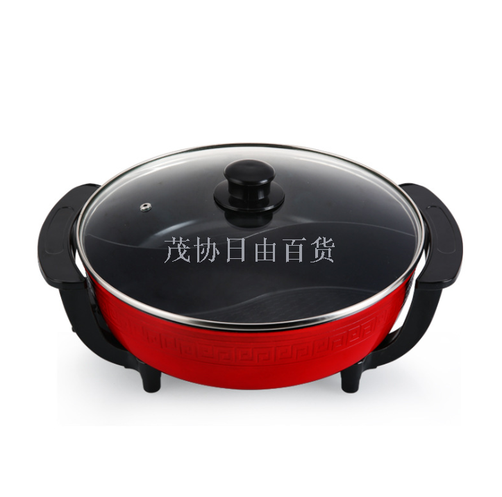 Multi-functional electric hot pot, raised and thickened double-tube round pot, double-flavored pot