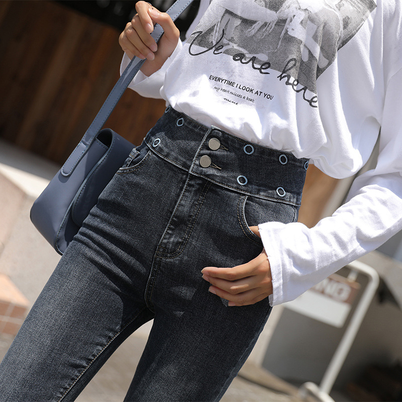 High-waisted skinny jeans for women, 2019 autumn/winter new style, popular Korean-style tight slimming long pants, Korean-style power Specification image