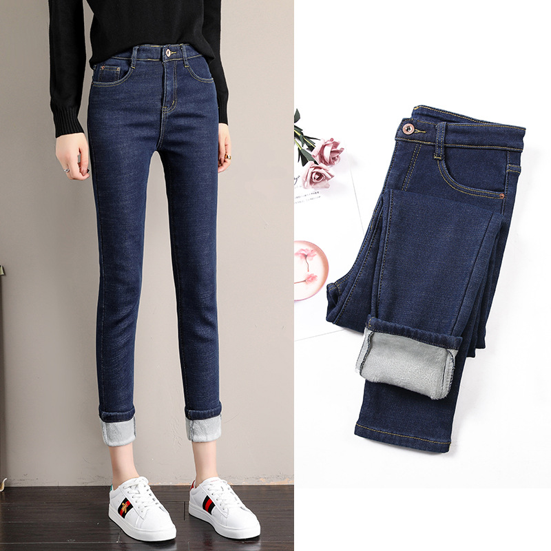 Women's autumn/Winter new 2019 fleece and thickened Korean style high-elastic long pants