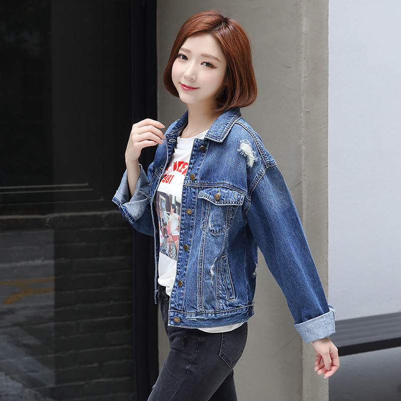 Yang Ying the same denim jacket 2019 new denim jacket women's loose everything with Korean version of the tide student Harajuku details Picture