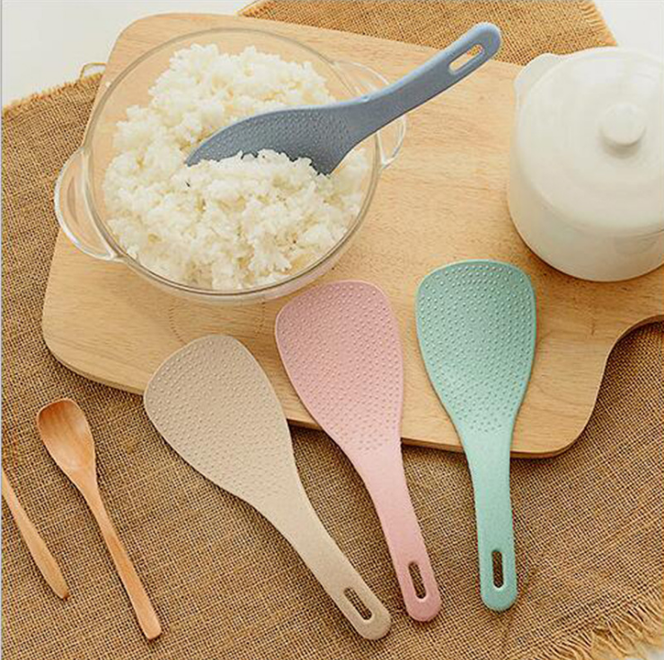 Wholesale of eco-friendly and healthy wheat straw rice spoons, non-stick rice spatula for rice cookers, rice serving spoons, and wheat-flavored spoons