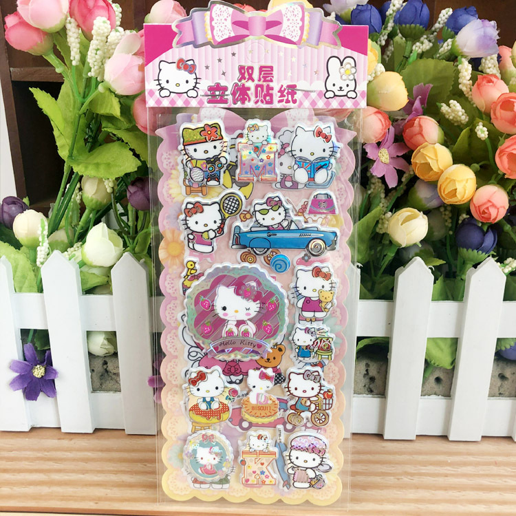 The new double-layer laser bubble stickers for girls' dress-up are cartoon children's stickers that both girls and boys love details Picture