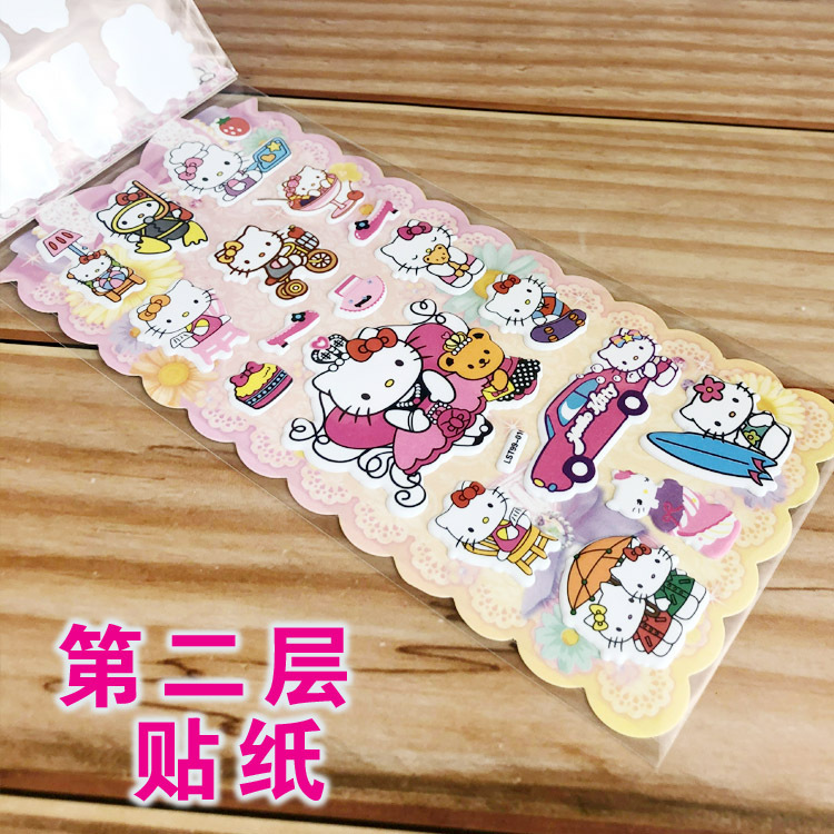 The new double-layer laser bubble stickers for girls' dress-up are cartoon children's stickers that both girls and boys love Specification image