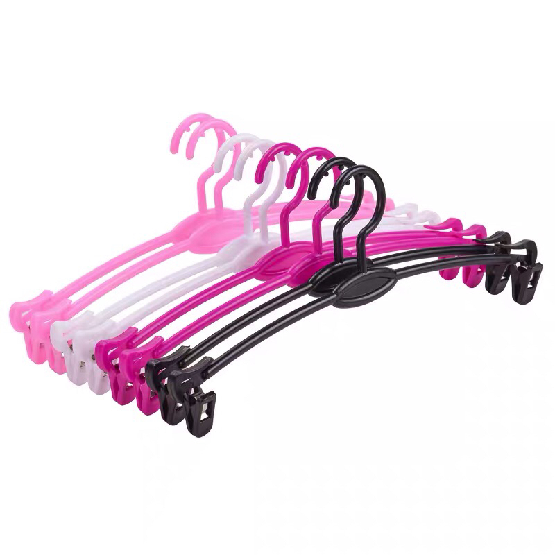 内衣店专用衣架塑料挂睡衣衣架文胸架软胶防滑多功能内衣内裤夹子白底实物图