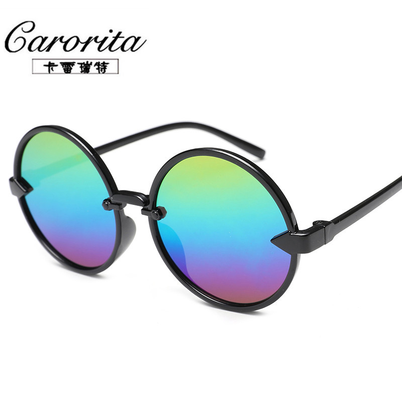 新款儿童太阳镜男女士百搭欧美圆框箭头装饰镜9001时尚亲子款墨镜