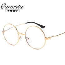 Popular children's retro round frame flat light glasses for boys and girls metal frame glasses computer goggles 3887